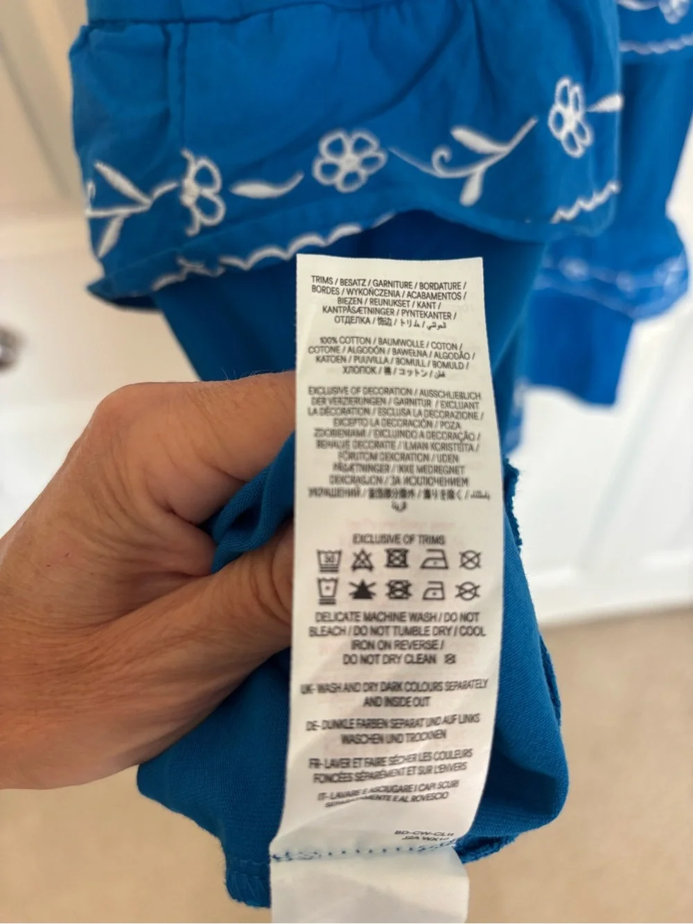 Mini boden blue white Jersey Embroidered Midi Dress 11/12. NWT.